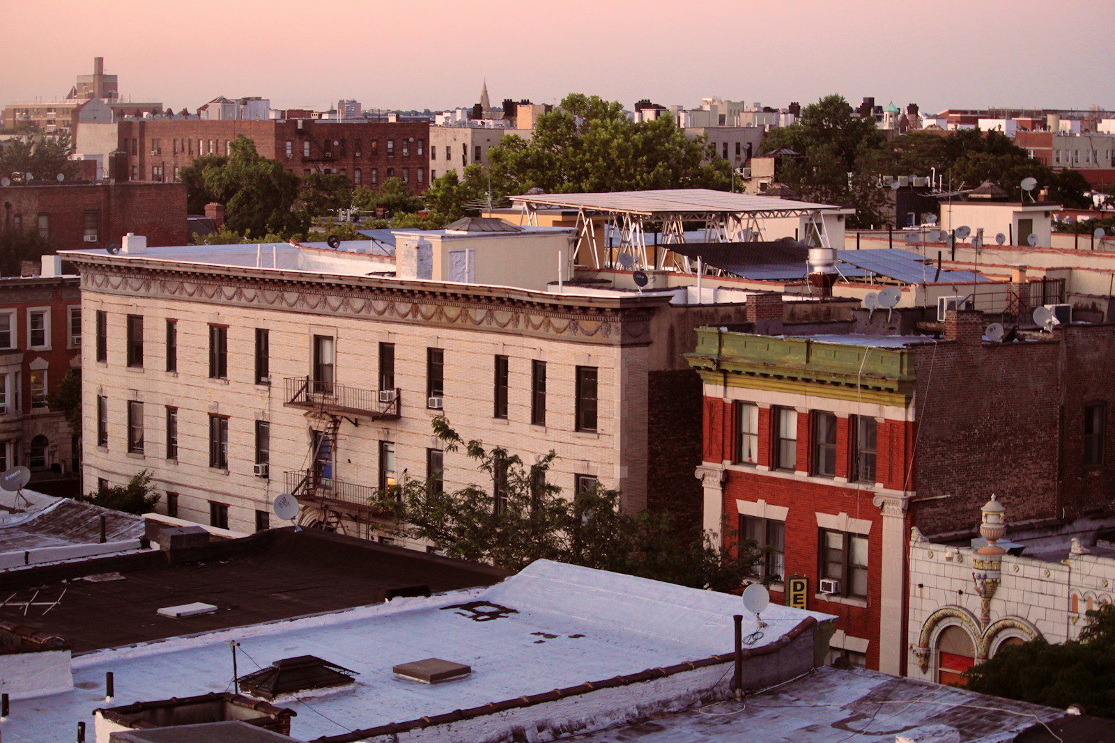 Brooklyn rooftops at sunset, urban view