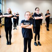 Kids practicing dance in a studio