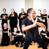 Dance class in session with students