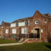 Historic brick building under clear sky