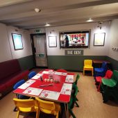 Children's playroom with colorful chairs