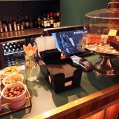 Bar counter with snacks and desserts