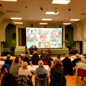 Community event with presentation screen