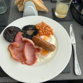 Full English breakfast served on a plate
