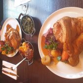 Delicious Sunday roast dinner served hot